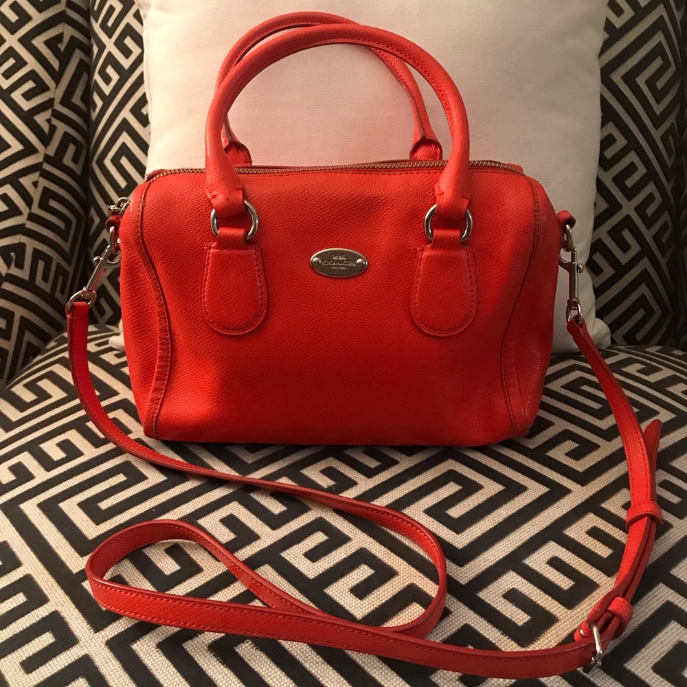 Neon Orange Coach Mini Bennett Crossbody
